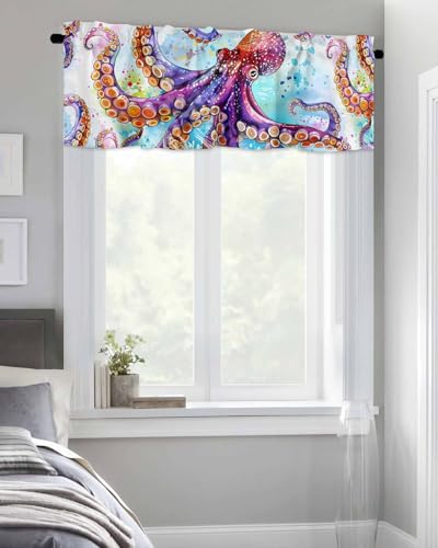 Rod Pocket Window Valances Short Kitchen Curtains 54x18IN,1 Panel F707581