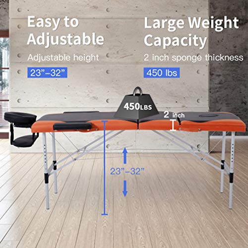 Portable 28 inch Wide Adjustable Folding Massage Table with Non-Woven Bag T339
