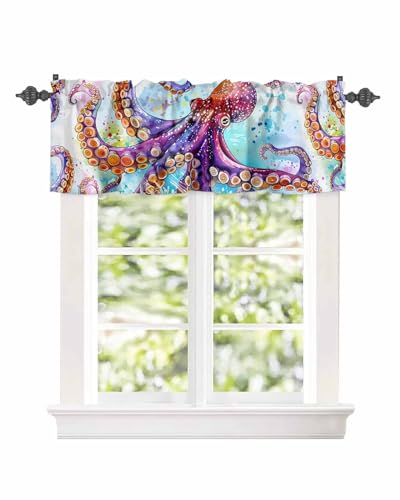 Rod Pocket Window Valances Short Kitchen Curtains 54x18IN,1 Panel F707581