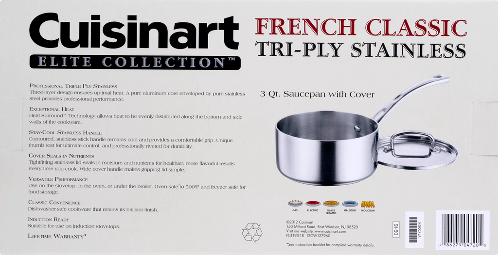 3 Quart Tri-Ply Stainless Saucepan O958