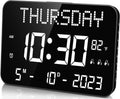 11.2" Large LED Digital Wall Clock with Remote Control, 4 Alarms, Adjustable Dimmer U324