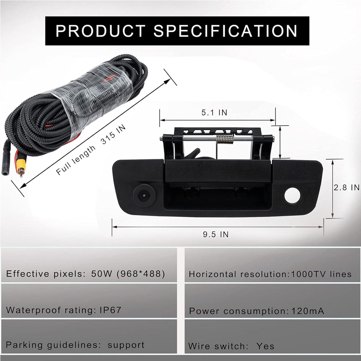 Tailgate Handle Camera for Dodge Ram 1500 2500 3500 J661844