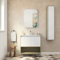 Column Cabinet White Door Toasted Oak Wood Finish J1561