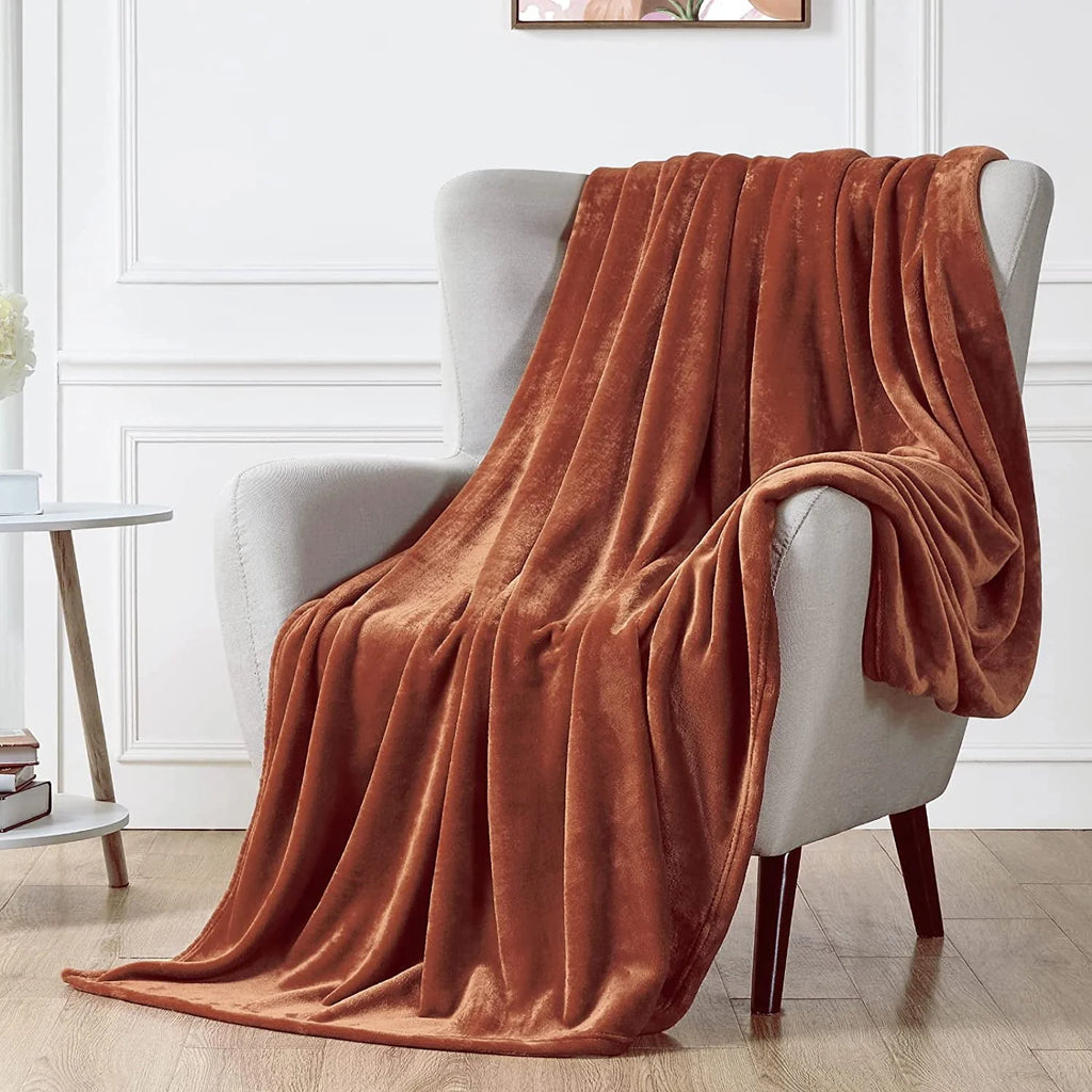 Ultra Soft Microplush Fleece Throw Blanket, 50 x 60, Orange, Machine Washable R482