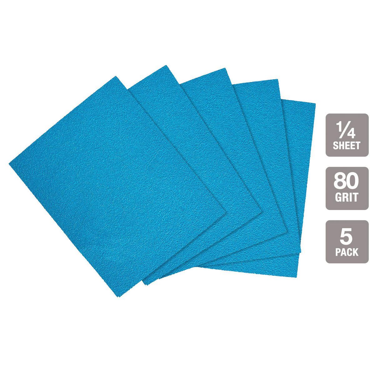 4-1/2 in. x 5-1/2 in. 80-Grit 1/4 Sheet Ceramic Sandpaper 5-Pack W3341
