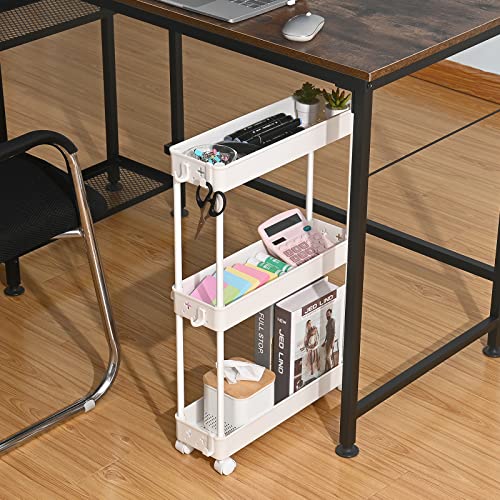 Slim Rolling Storage Cart, 4 Tier, White J71169