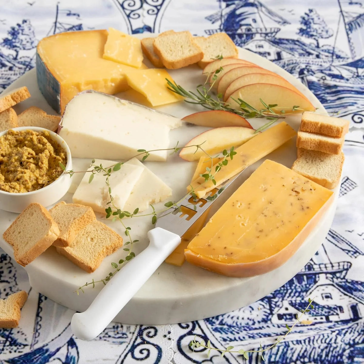 Gourmet Gift Basket with Gouda, Leyden Cheeses, Mustard, Crackers, Tea, Chocolate, and Waffles M5150