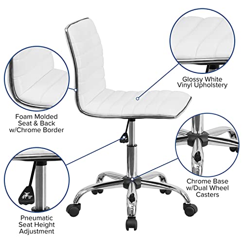 Low Back Armless PU Leather Desk Chair with Wheels H714533