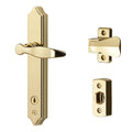 Lever Set for Storm and Screen Doors with Keyed Deadbolt, 2-Posts, Bright Brass Y168606
