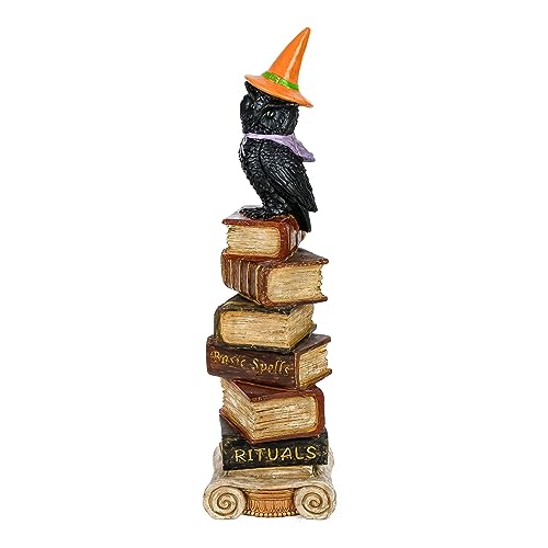 Black Owl on Stacked Books Tabletop Decoration R12959