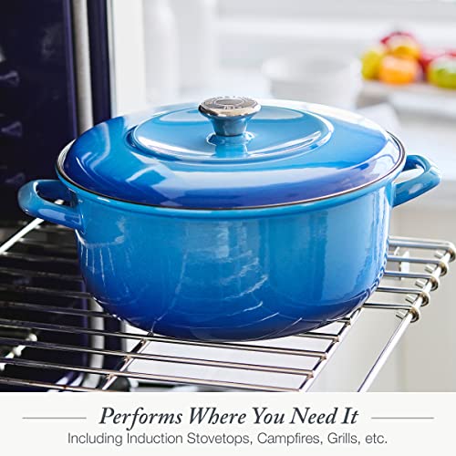 Round 5.3QT Enameled Iron Dutch Oven Pot with Lid J307451