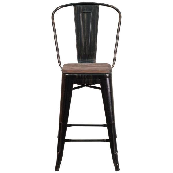 Black-Antique Gold Bar Stool (4-Pack) J26927