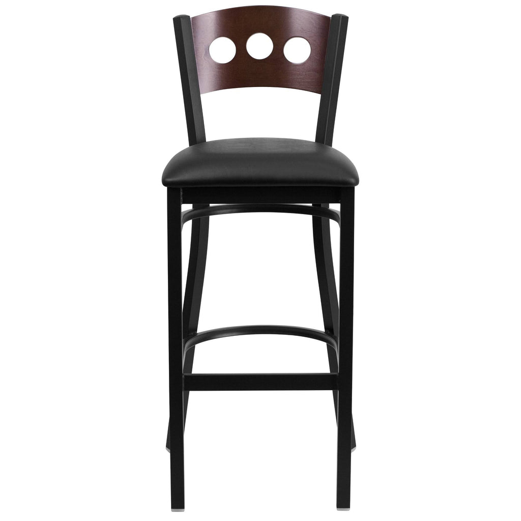 Walnut and Black Upholstered Bar Stool U415