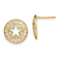14 Karat Two-Tone Lab Grown Diamond and Created Pink Sapphire Earrings H2637