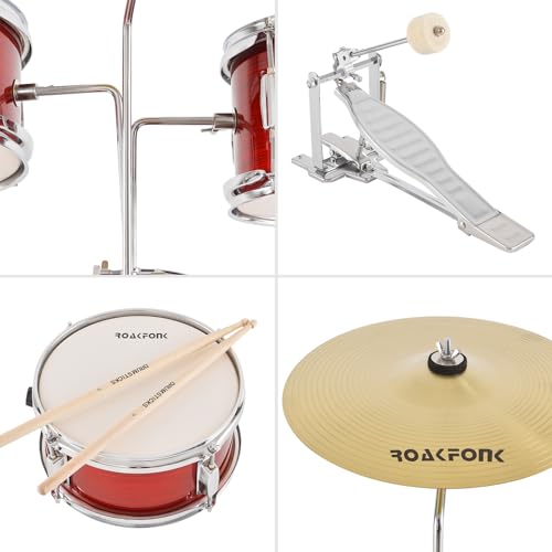 3 Piece Kids Drum Set with 14'' Bass Drum, Snare, Tom, Cymbal, Pedal, Drumsticks, Adjustable Seat Z9919