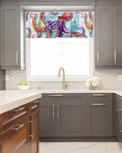 Rod Pocket Window Valances Short Kitchen Curtains 54x18IN,1 Panel F707581