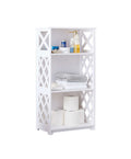 White 3 Open Shelves Plastic Wood Storage Shelves K40022