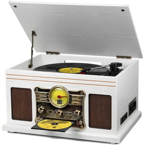 Mahogany Bluetooth Turntable with Speakers Z3813