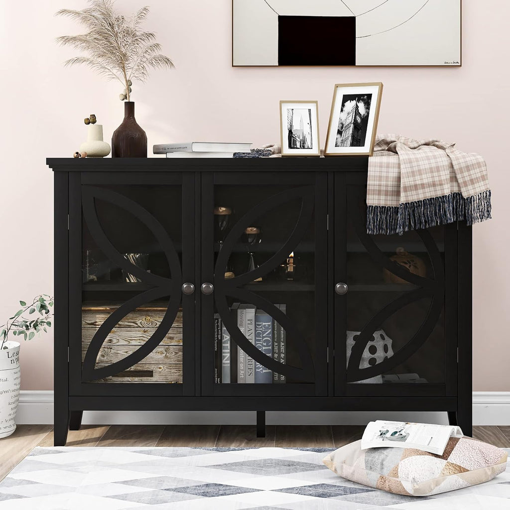 Grey Wood Console Table with 2 Adjustable Shelf I996