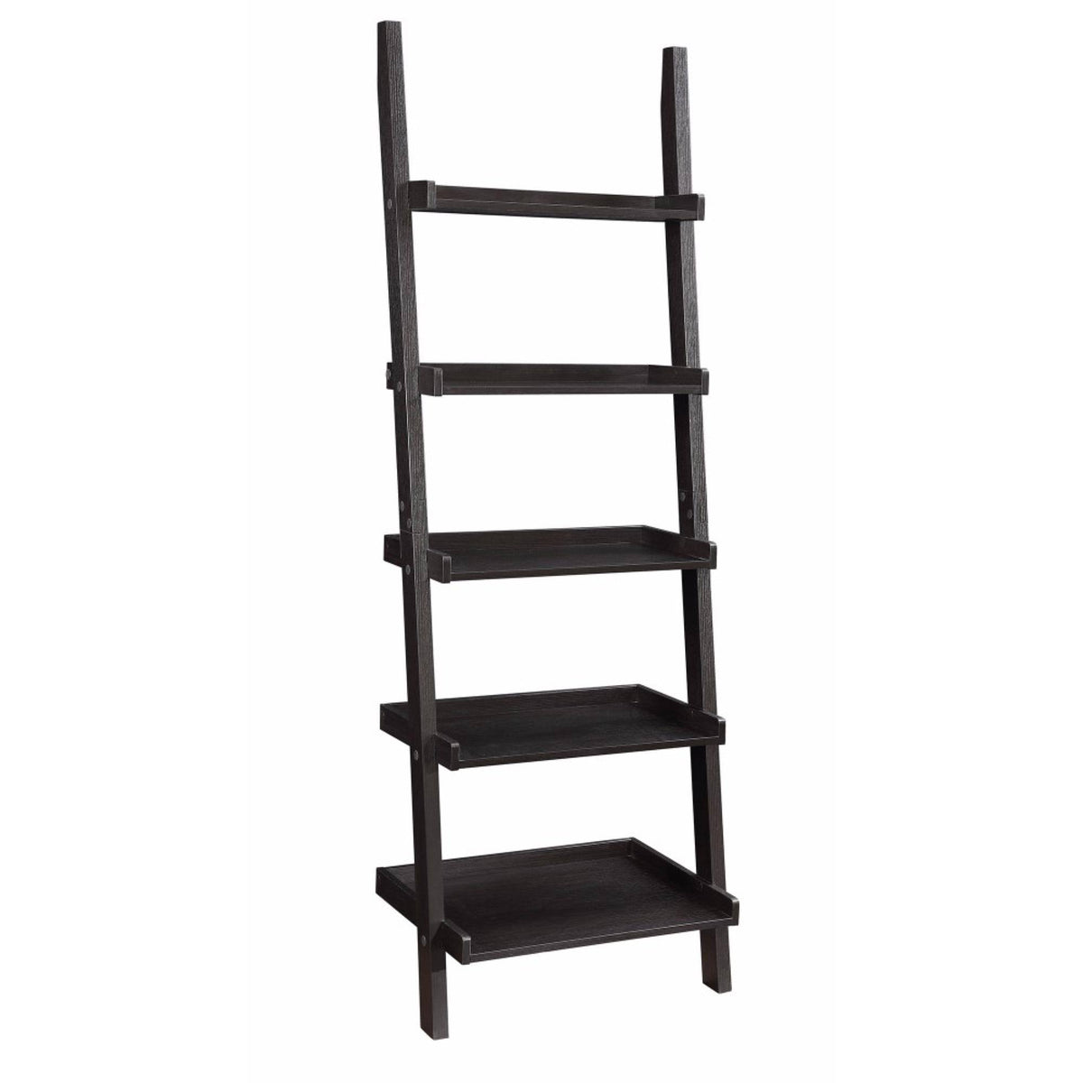 Brown Wooden Ladder Bookcase with 5 Shelves L476