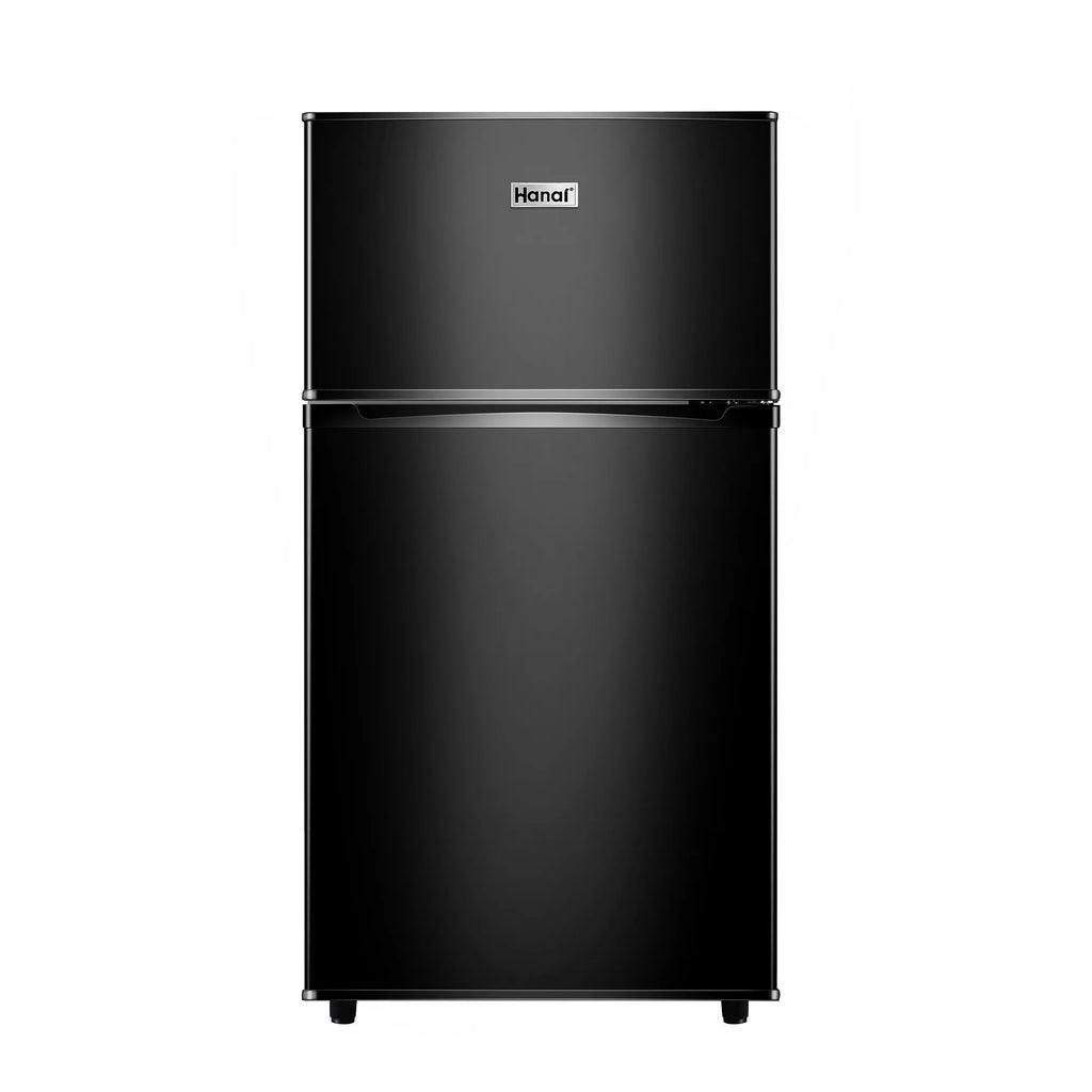Two Door Mini Fridge with Freezer, 3.5 Cu ft, Black R488