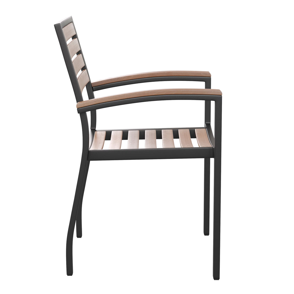 5-Piece Steel Aluminum Teak Patio Table and Chair Set C936