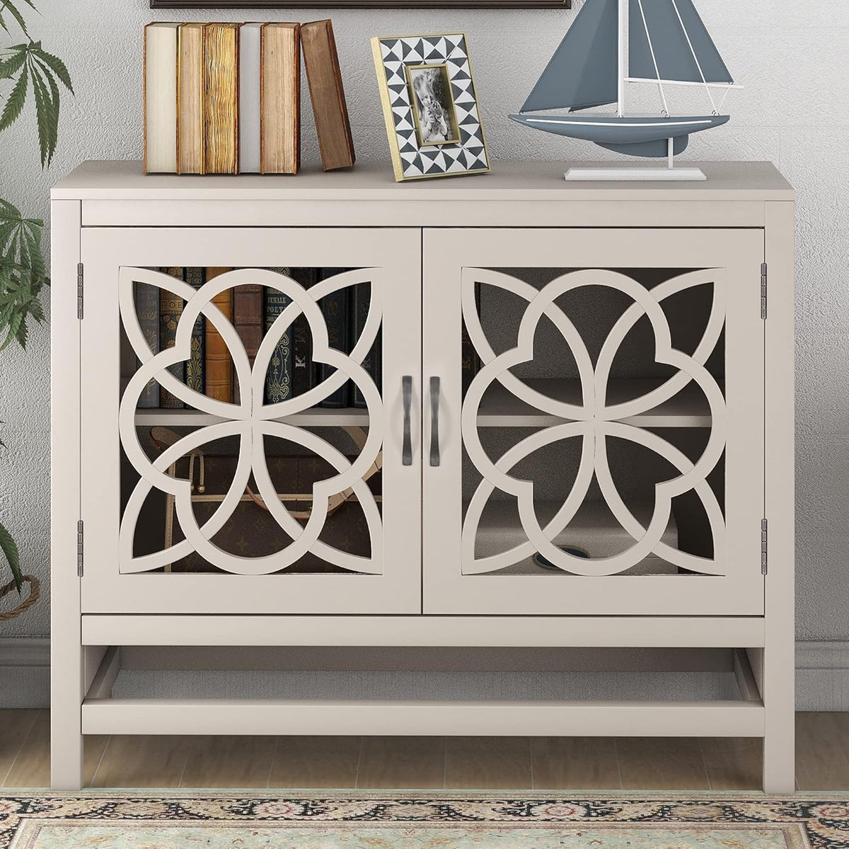 Grey Wood Console Table with 2 Adjustable Shelf I996