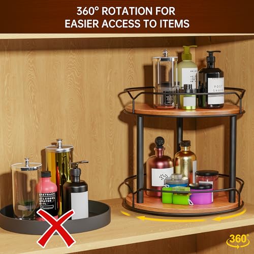 2 Tier 12.4" Wooden Rotating Lazy Susan Organizer M385065