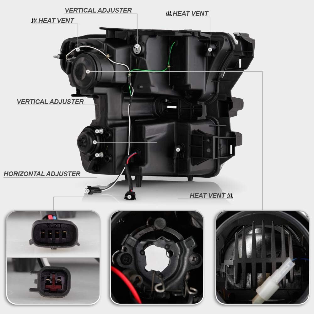 For 2015-2017 Ford F150 Black LED Projector Headlights Assembly V49229