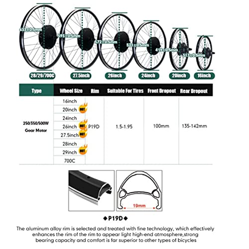 48V 500W 29in Rear Wheel Electric Bike Conversion Kit N3410