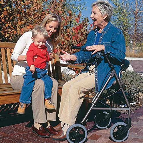 Burgundy Rollator Walker with Extra Wide Seat and Backrest M15402