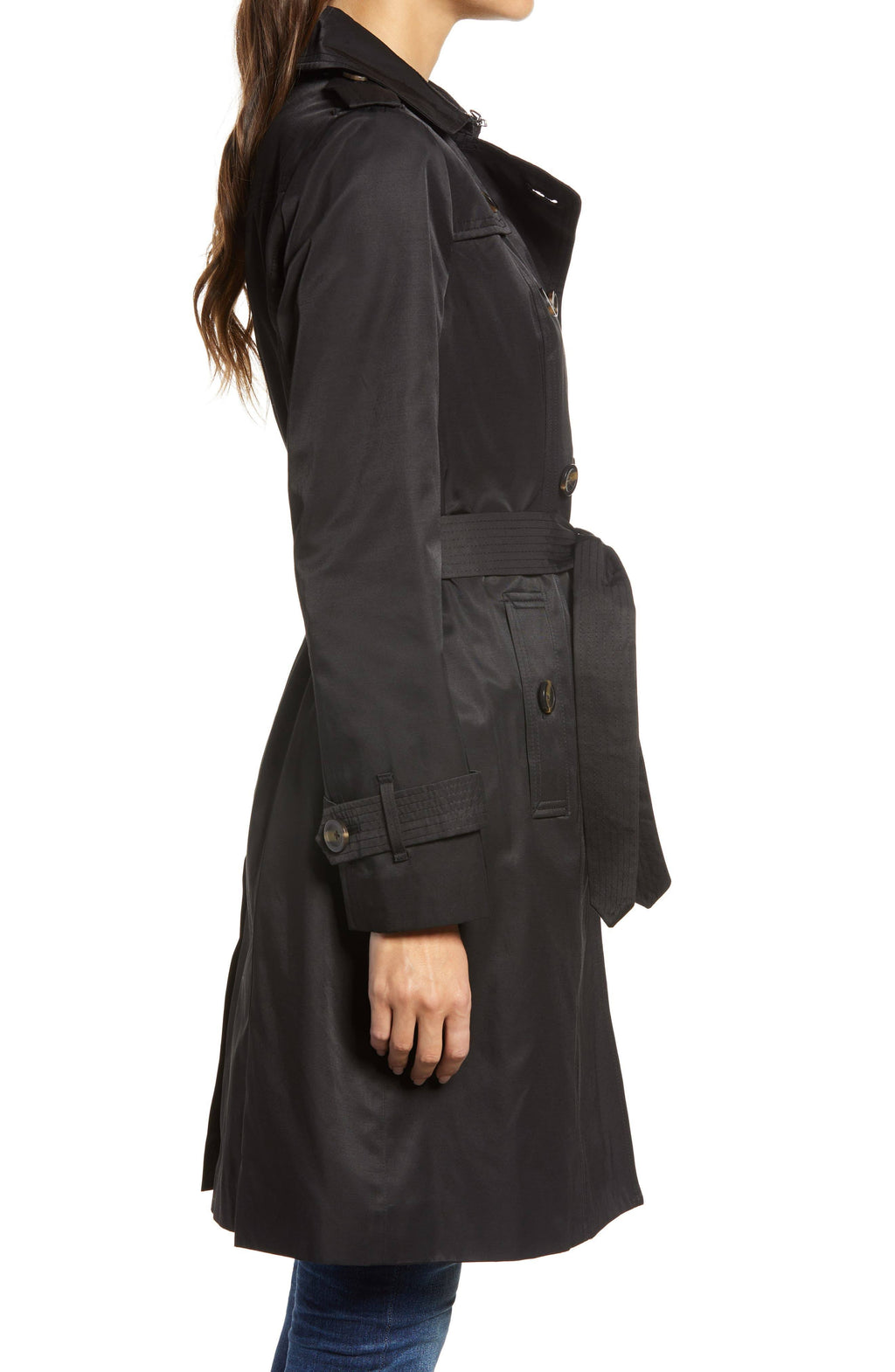 Red Double Breasted Trench Coat with Removable Hood Z780