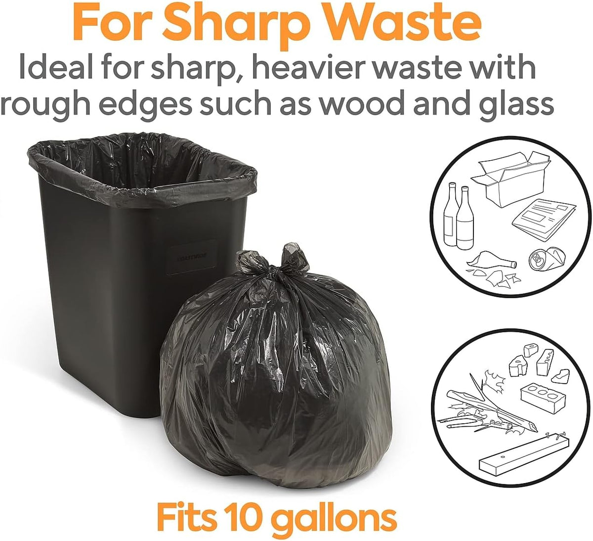 500 CT 7-10 Gal Black Trash Bags C3823
