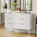 6 Drawer Creamy Wave Panel Wood Dresser Z325248
