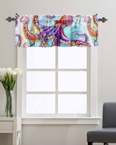 Rod Pocket Window Valances Short Kitchen Curtains 54x18IN,1 Panel F707581