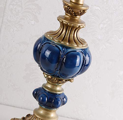 Blue Fabric Lampshade Resin Lamp, 13 in W, 21.6 in H U80122