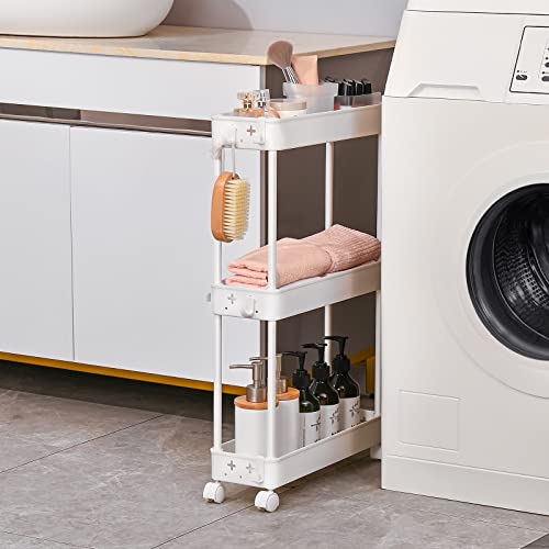 Slim Rolling Storage Cart, 4 Tier, White J71169