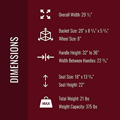 Burgundy Rollator Walker with Extra Wide Seat and Backrest M15402