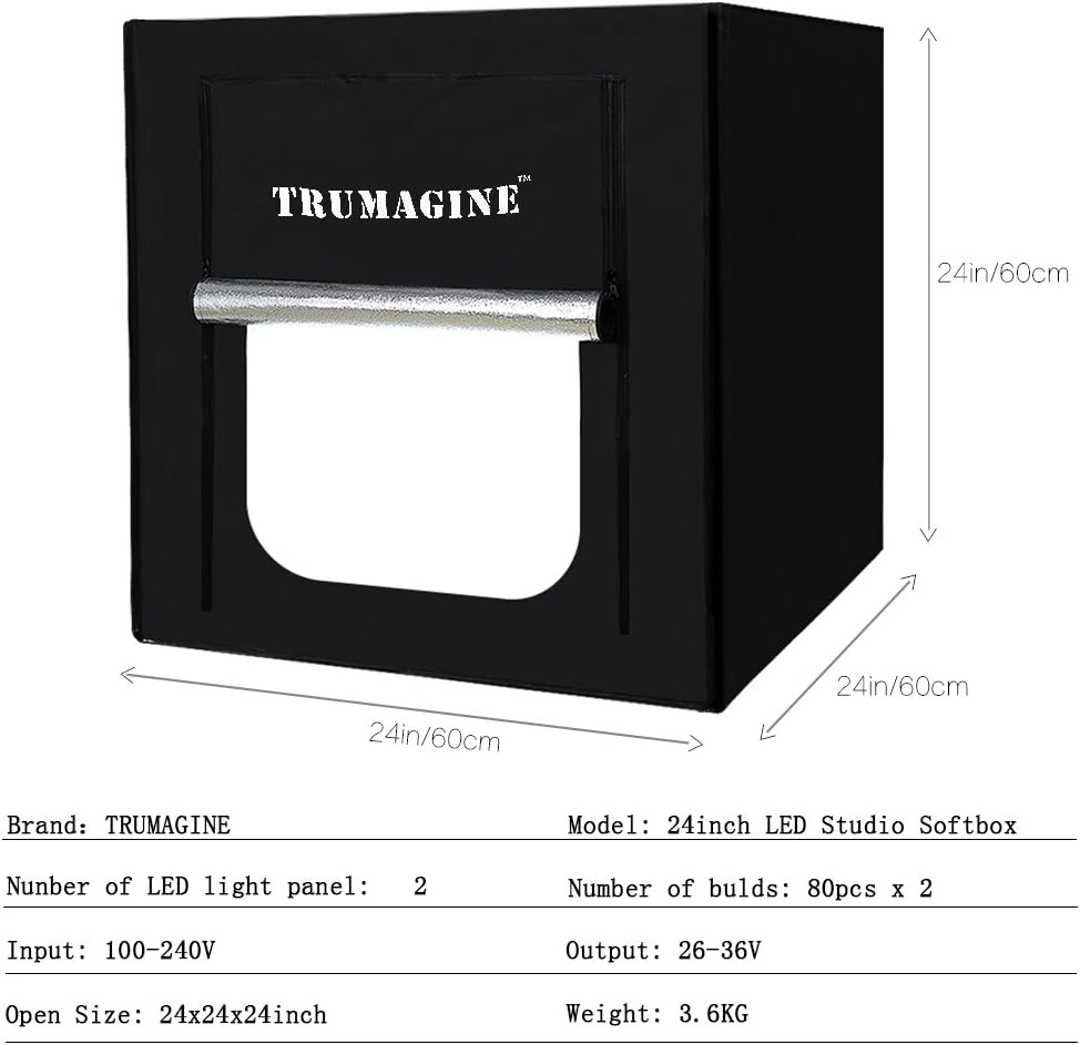 LED Studio Lightbox with 3 Colors Backdrops and Carrying Bag I9370