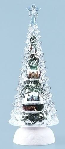 11.5x22 Pre-Lit Clear and White LED Christmas Tree Tabletop Decoration A96335