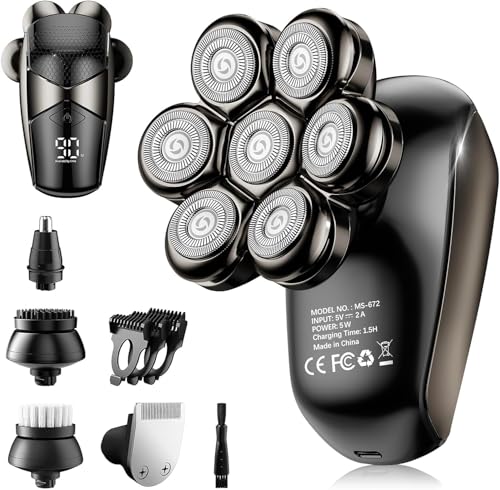 Detachable Head Electric Razor 7D Rotary Shaver Grooming Kit with Type-C Charge M384