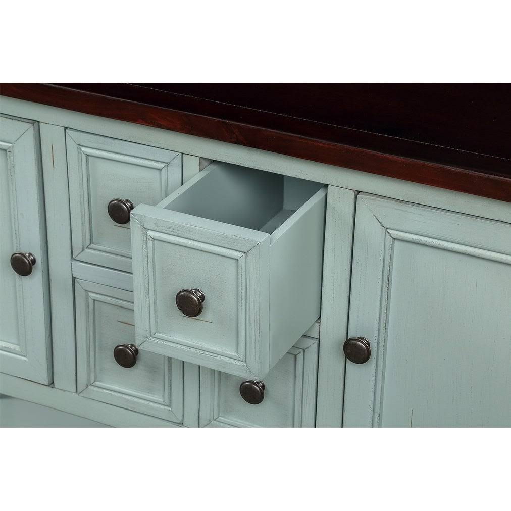 Dark Blue Sideboard Console Table with Bottom Shelf J2968