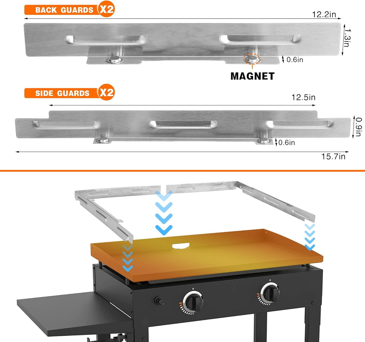 Silver Stainless Steel Wind Screen for 28 Inch Griddle C546197