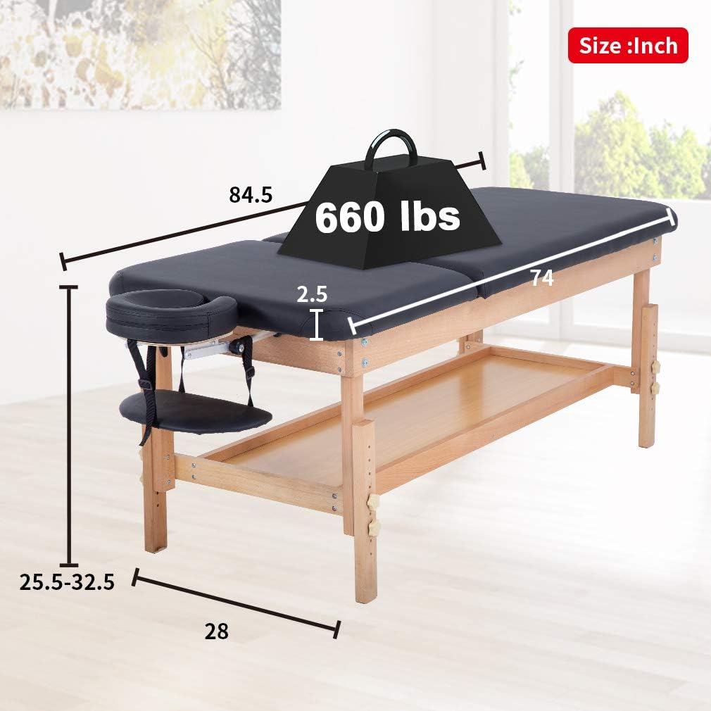 74"L 28"W Height Adjustable Heavy Duty Massage Table B4982