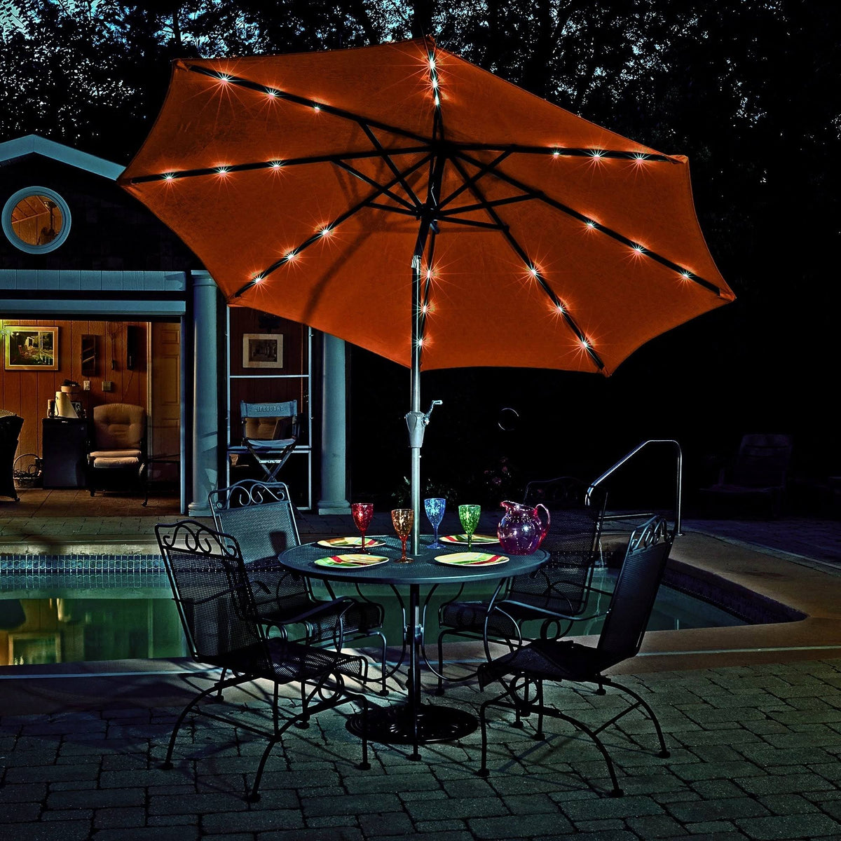 9-ft Octagonal Market Umbrella Red Olefin Canopy B45333