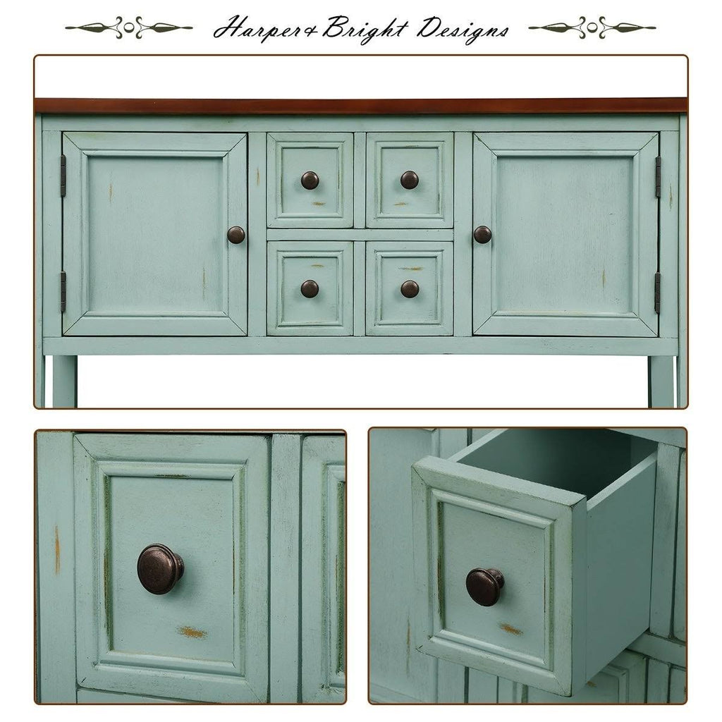 Dark Blue Sideboard Console Table with Bottom Shelf J2968