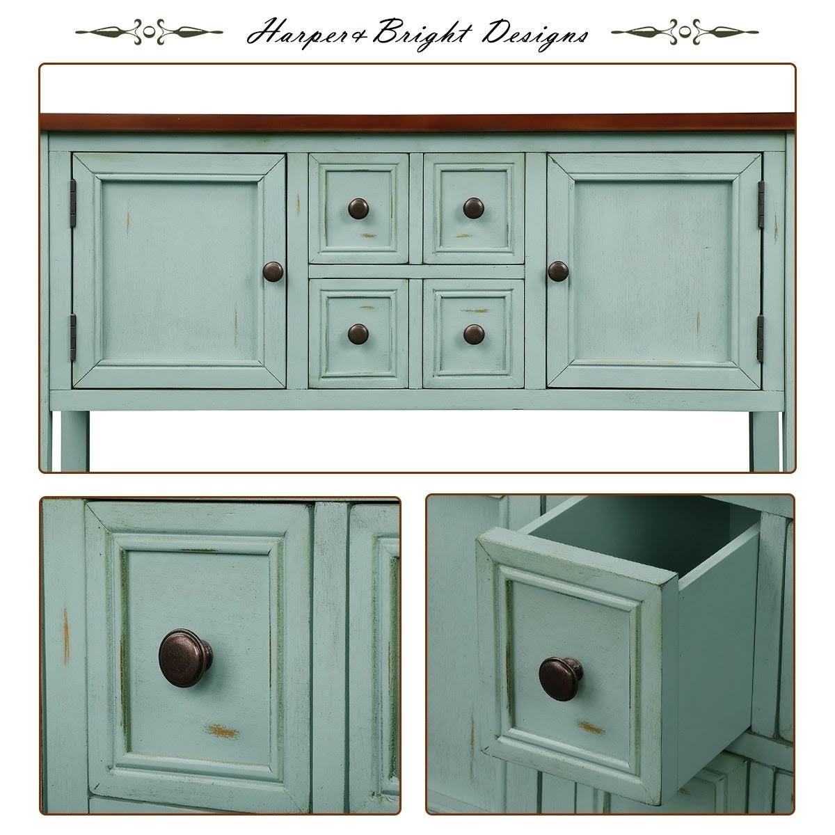 Dark Blue Sideboard Console Table with Bottom Shelf J2968