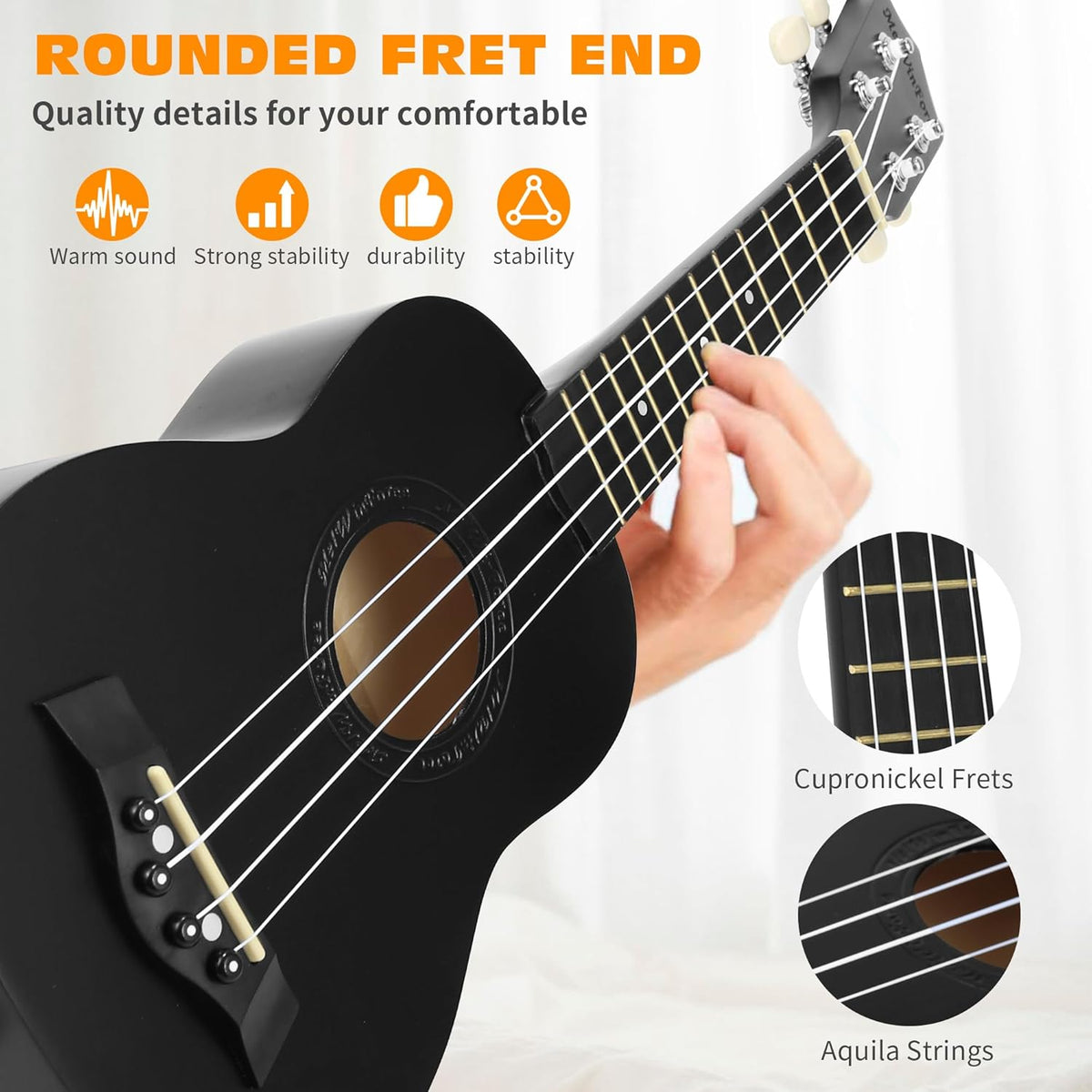 Black Soprano Ukulele 21" B4721