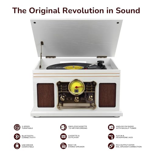 Mahogany Bluetooth Turntable with Speakers Z3813