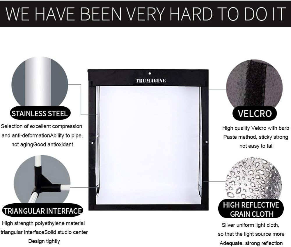 LED Studio Lightbox with 3 Colors Backdrops and Carrying Bag I9370